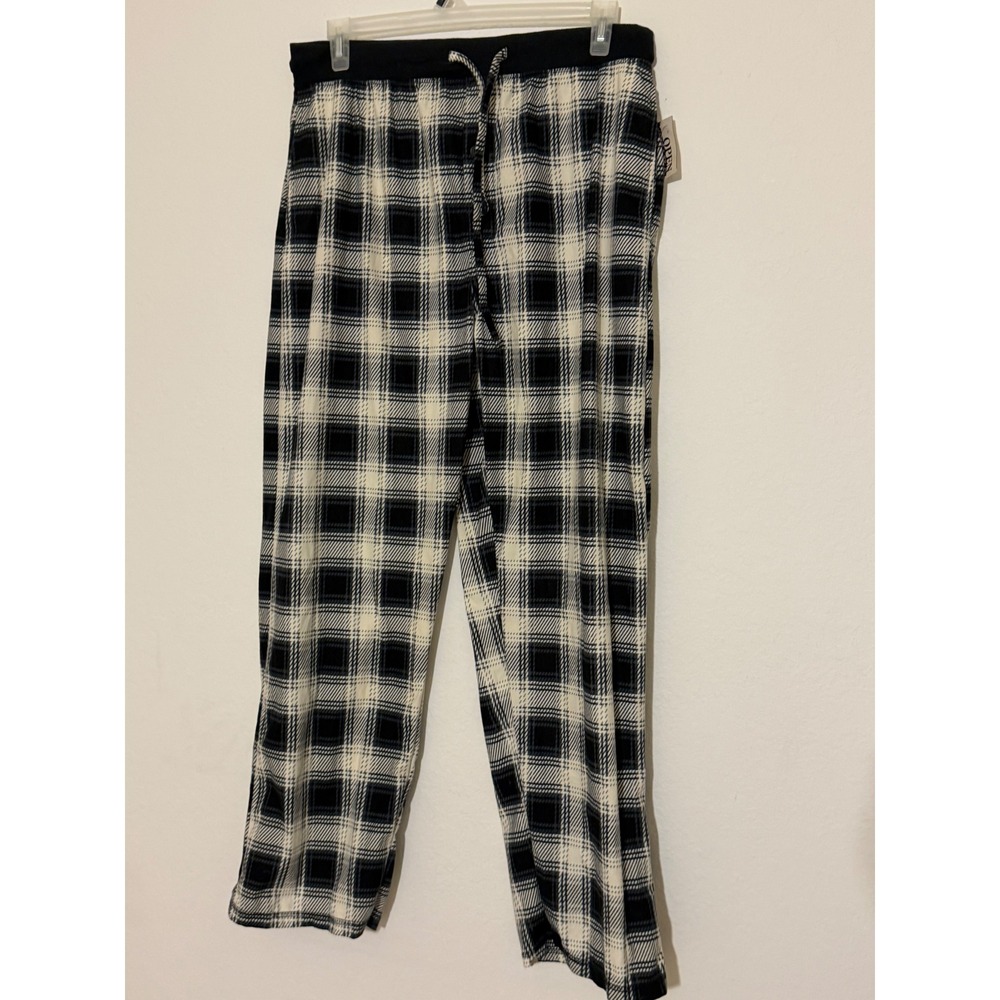 Open Trails Mens Pajama Pants Black White Plaid Sleepwear XL NWT